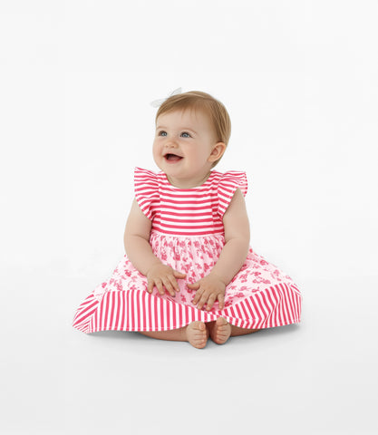 Vestido Recién Nacida Con Flores Y Rayas