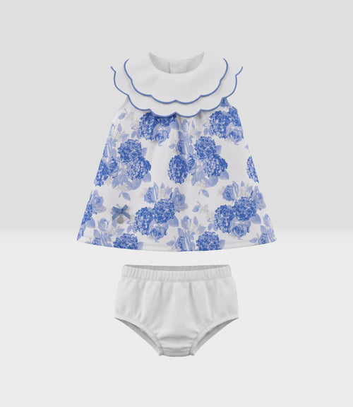 Vestido Recién Nacida Floreado 0 meses / Celeste