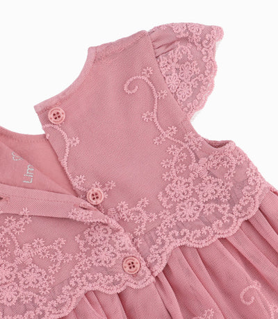 Vestido Recién Nacida Con Flores 0 meses / Palo Rosa