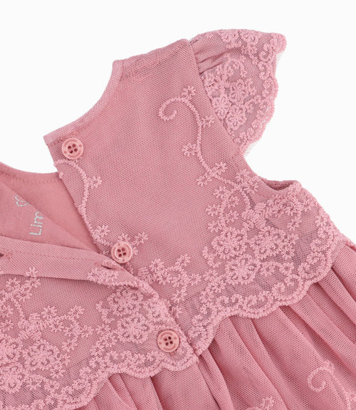 Vestido Recién Nacida Con Flores 0 meses / Palo Rosa