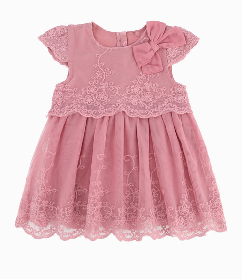 Vestido Recién Nacida Con Flores 0 meses / Palo Rosa
