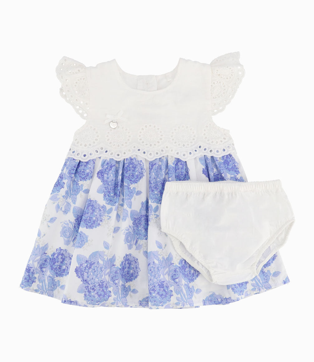 Vestido Recién Nacida Con Flores 0 meses / Celeste