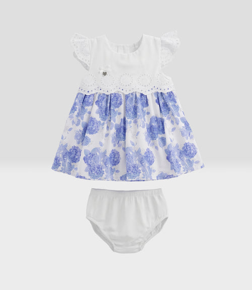 Vestido Recién Nacida Con Flores 0 meses / Celeste