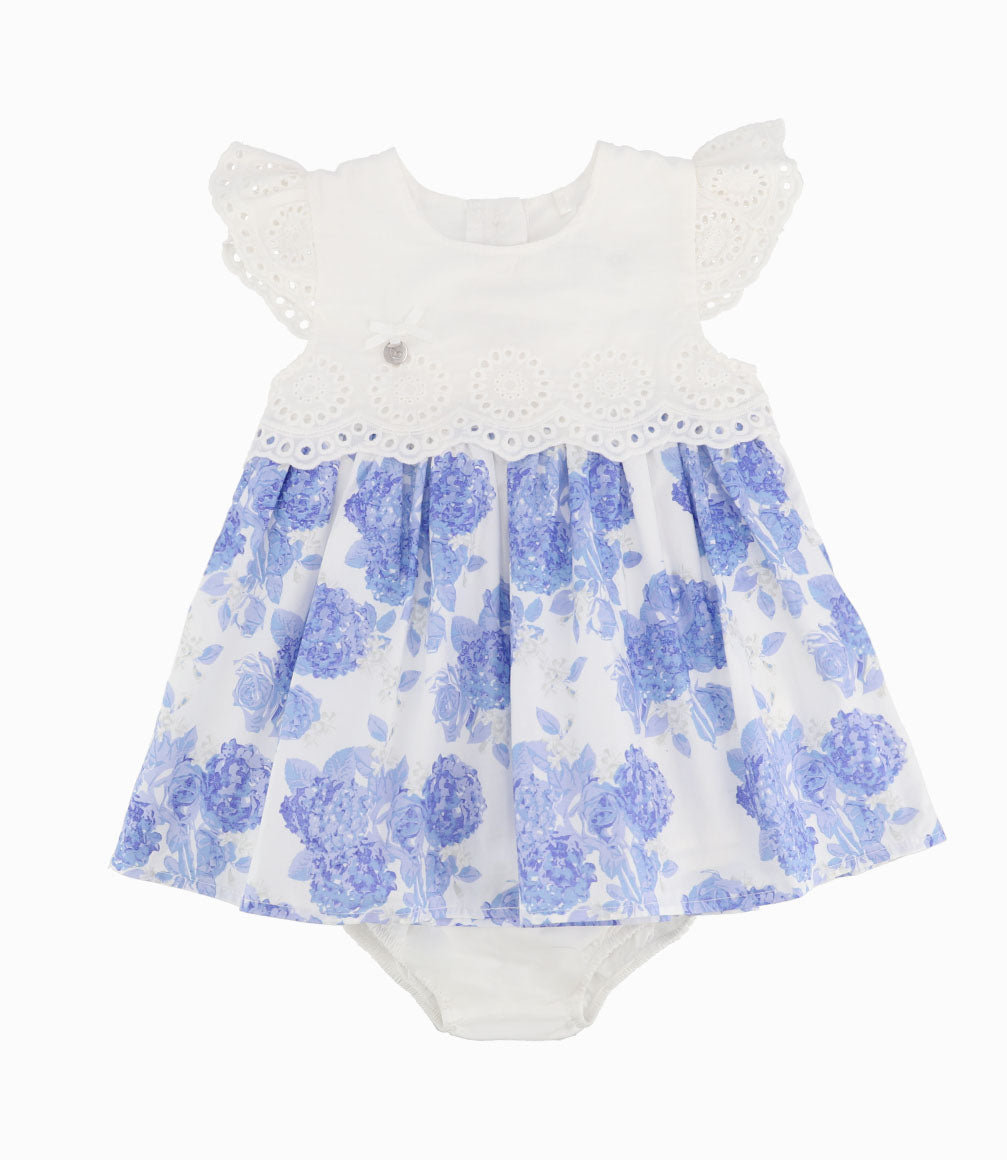 Vestido Recién Nacida Con Flores 0 meses / Celeste