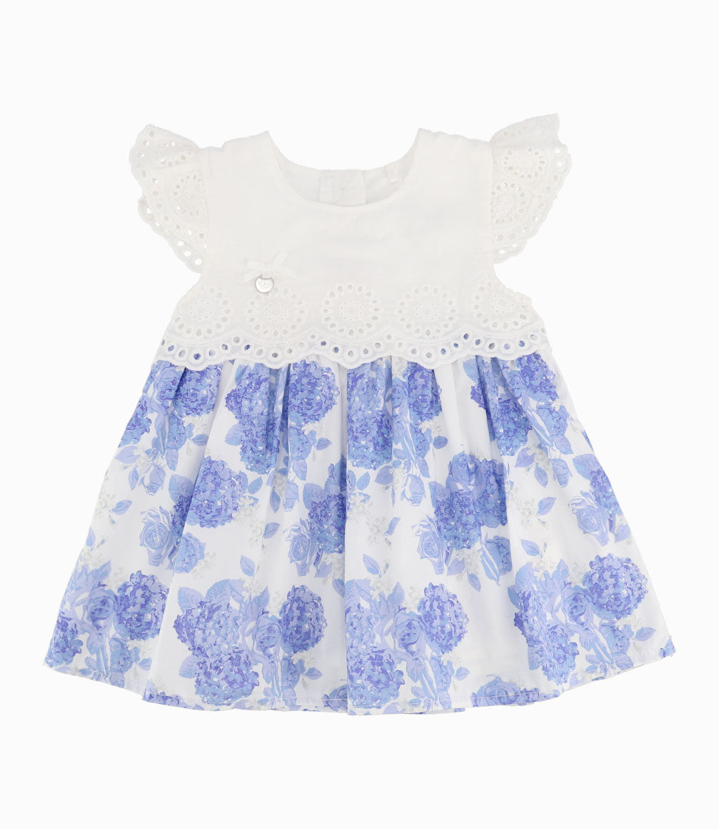 Vestido Recién Nacida Con Flores 0 meses / Celeste