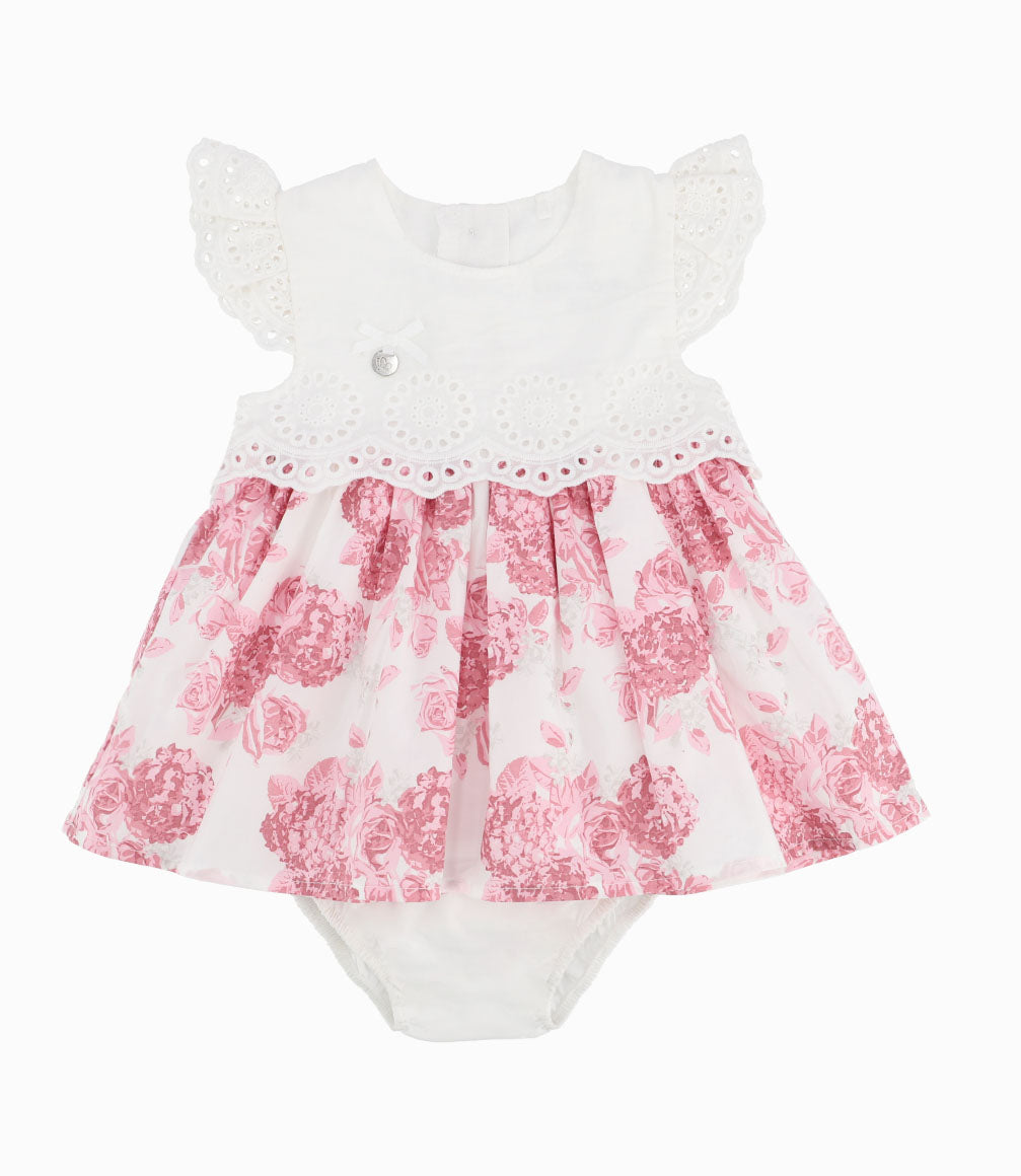 Vestido Recién Nacida Con Flores 0 meses / Palo Rosa