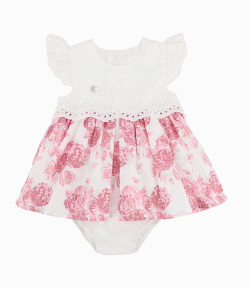 Vestido Recién Nacida Con Flores 0 meses / Palo Rosa