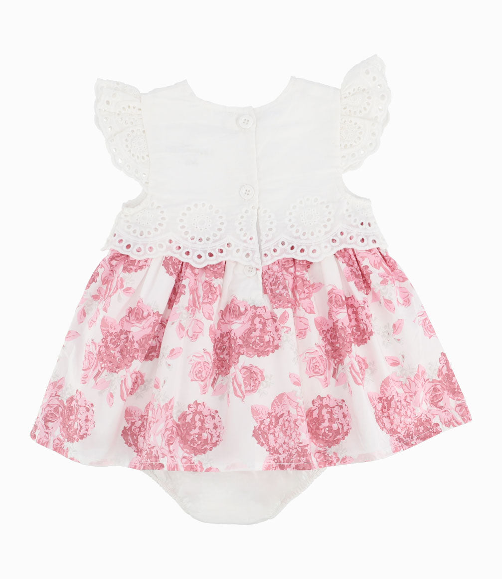 Vestido Recién Nacida Con Flores 0 meses / Palo Rosa