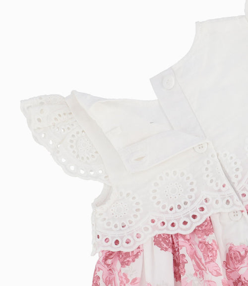 Vestido Recién Nacida Con Flores 0 meses / Palo Rosa