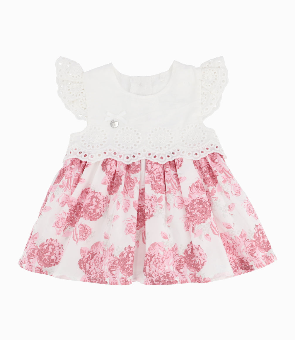 Vestido Recién Nacida Con Flores 0 meses / Palo Rosa