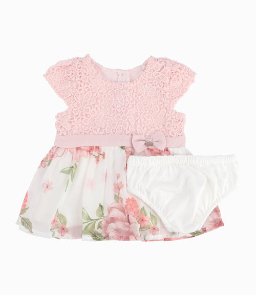 Vestido Recién Nacida Con Flores 0 meses / Palo Rosa