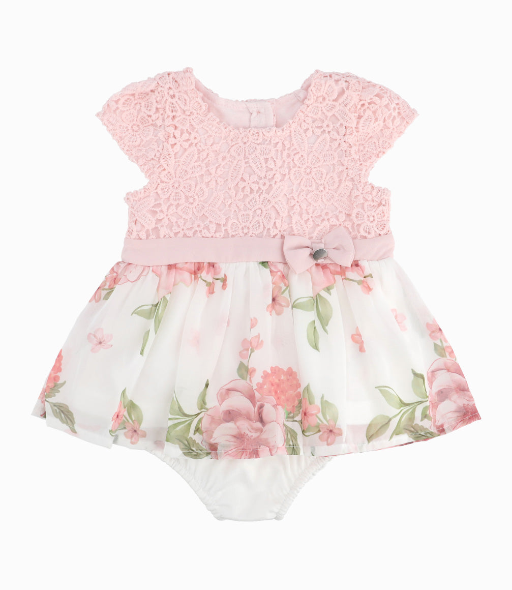 Vestido Recién Nacida Con Flores 0 meses / Palo Rosa