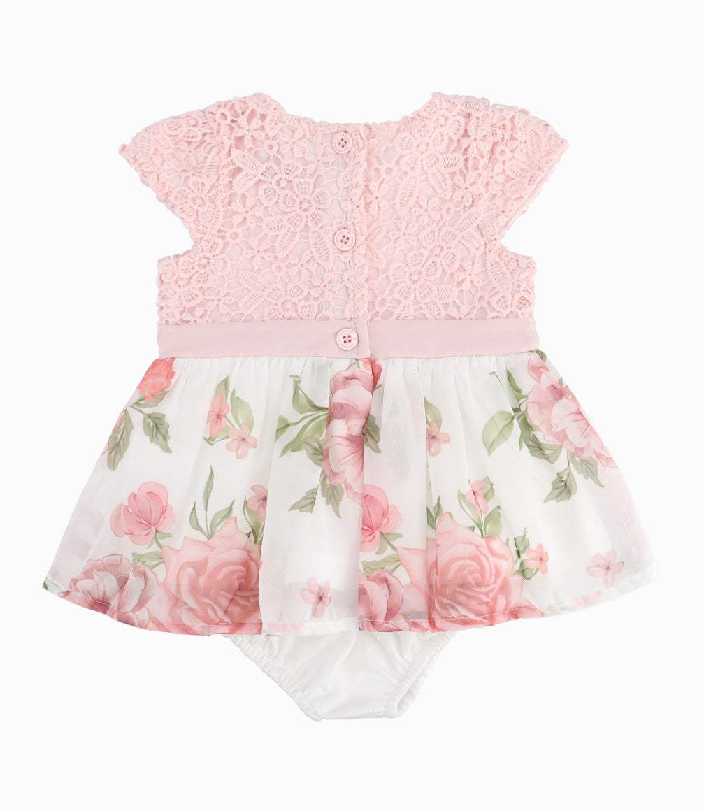 Vestido Recién Nacida Con Flores 0 meses / Palo Rosa