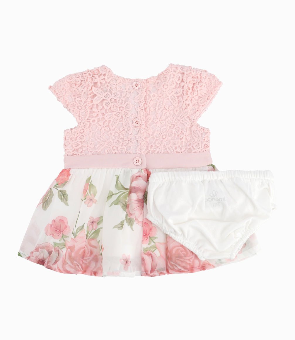 Vestido Recién Nacida Con Flores 0 meses / Palo Rosa