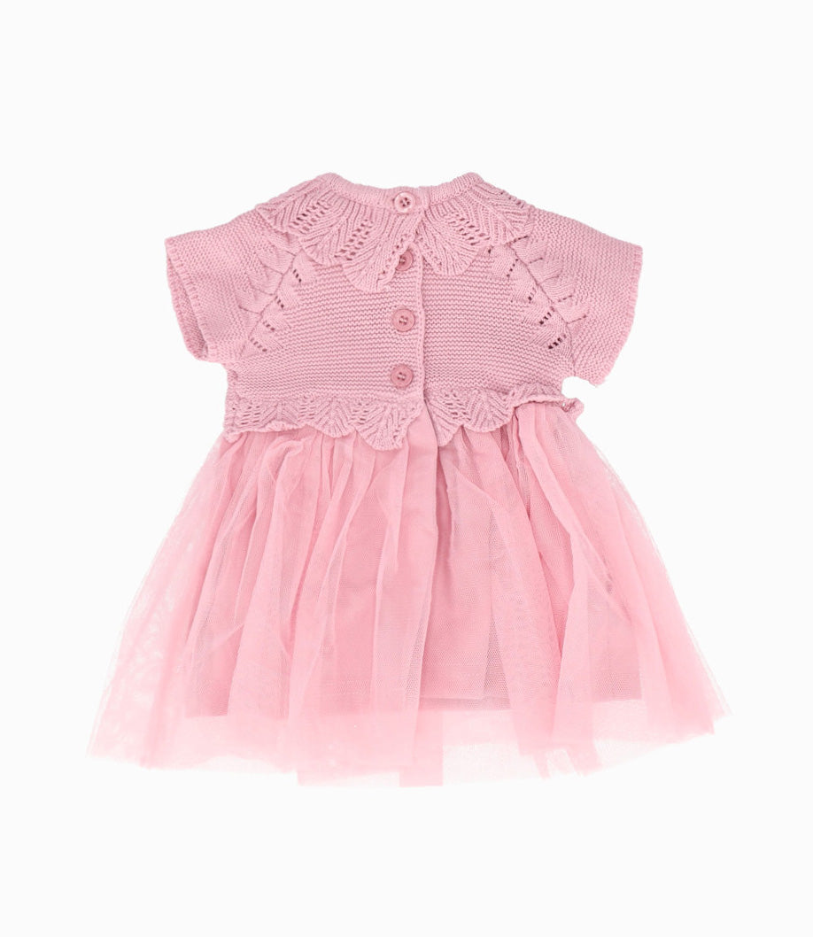 Vestido recién nacida tejido 0 meses / Palo Rosa