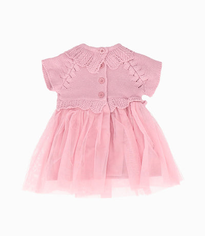 Vestido recién nacida tejido 0 meses / Palo Rosa