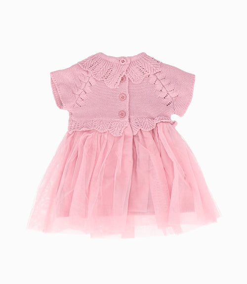 Vestido recién nacida tejido 0 meses / Palo Rosa