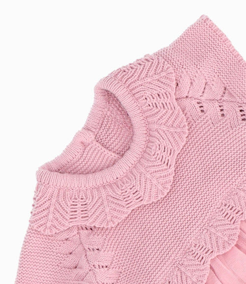 Vestido recién nacida tejido 0 meses / Palo Rosa