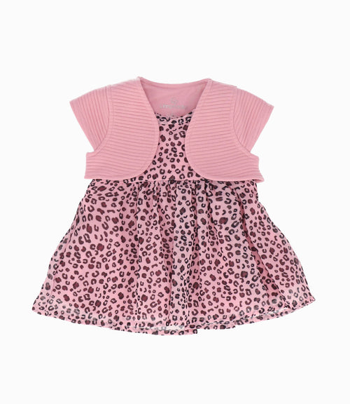 Vestido recién nacida con bolero acolchado 0 meses / Palo Rosa