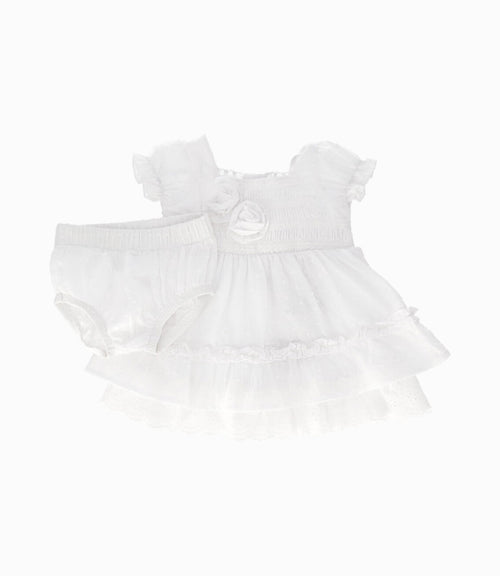 Vestido recién nacida de gaza 0 meses / Blanco