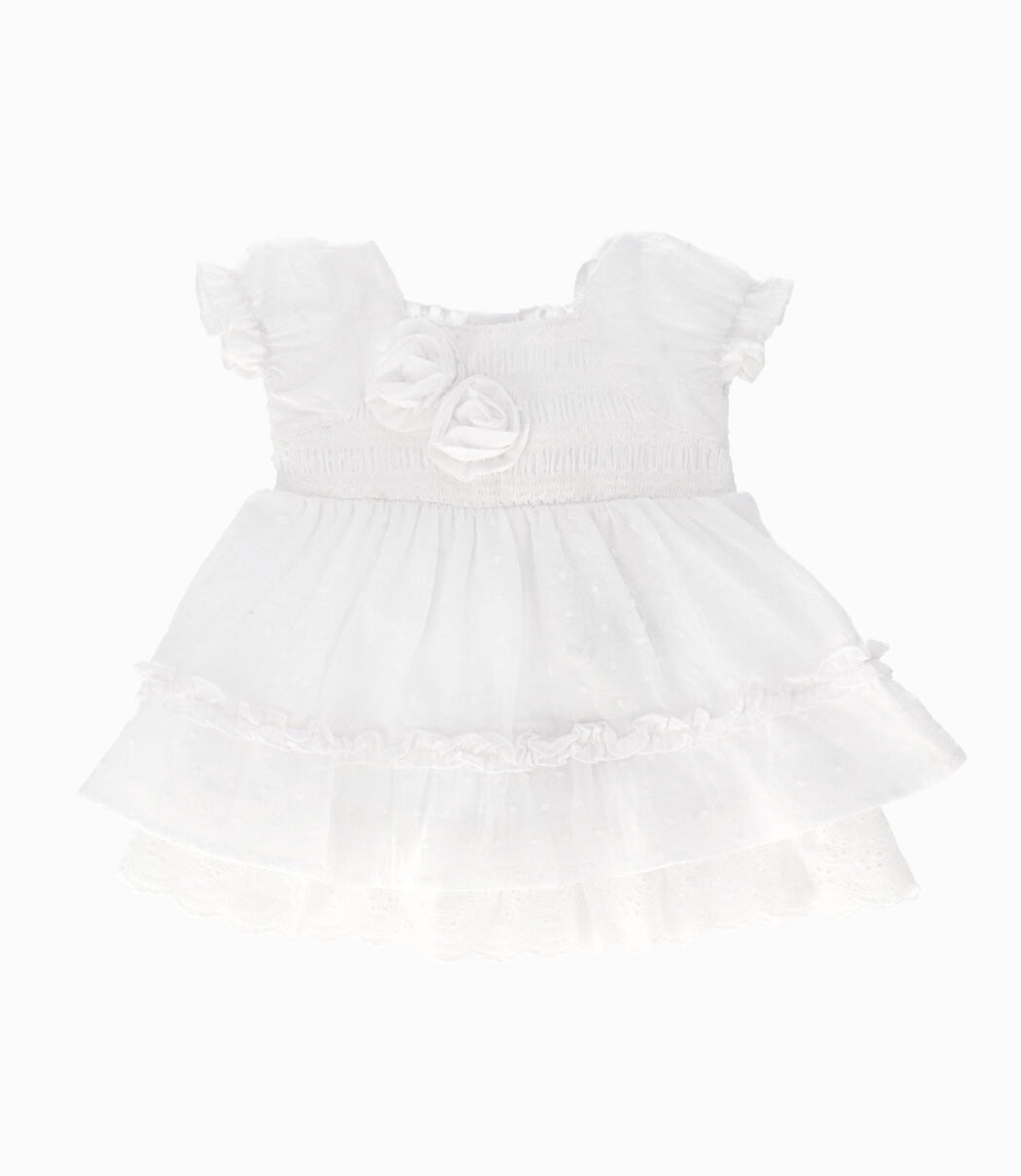 Vestido recién nacida de gaza 0 meses / Blanco