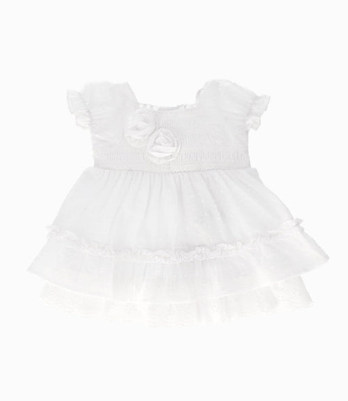 Vestido recién nacida de gaza 0 meses / Blanco