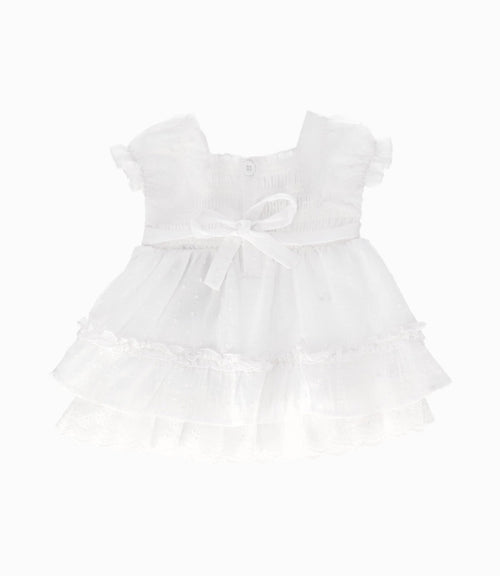 Vestido recién nacida de gaza 0 meses / Blanco