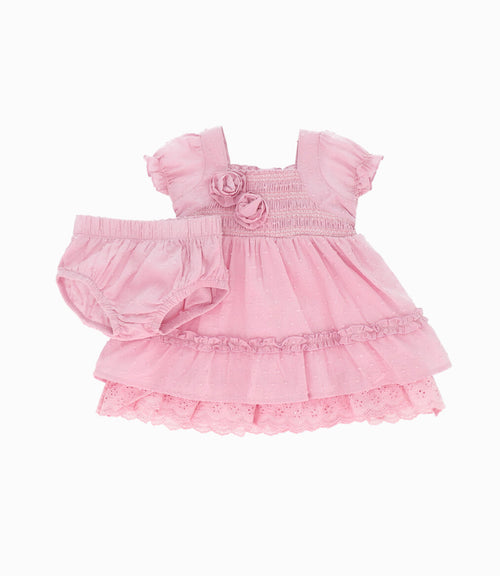 Vestido recién nacida de gaza 0 meses / Palo Rosa