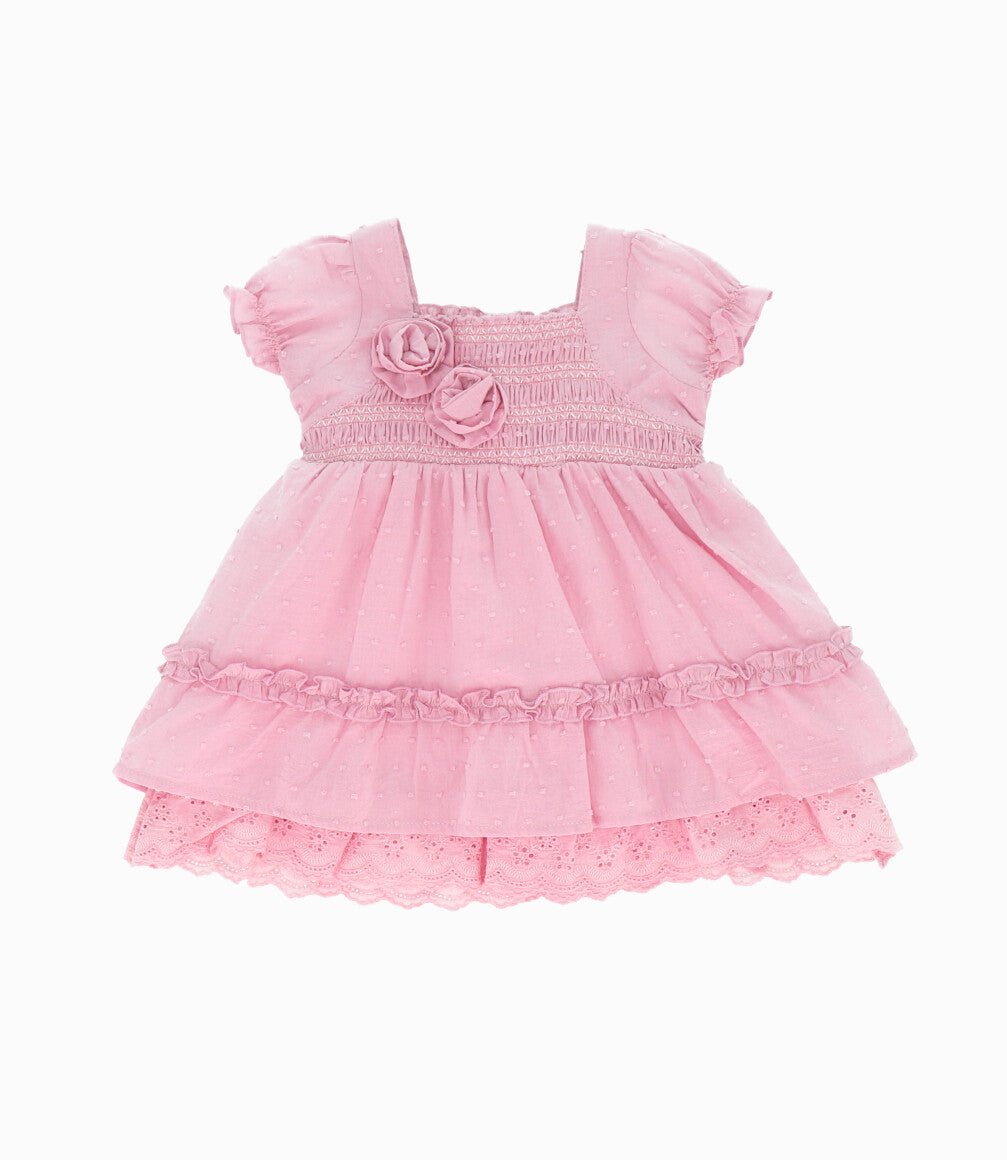 Vestido recién nacida de gaza 0 meses / Palo Rosa