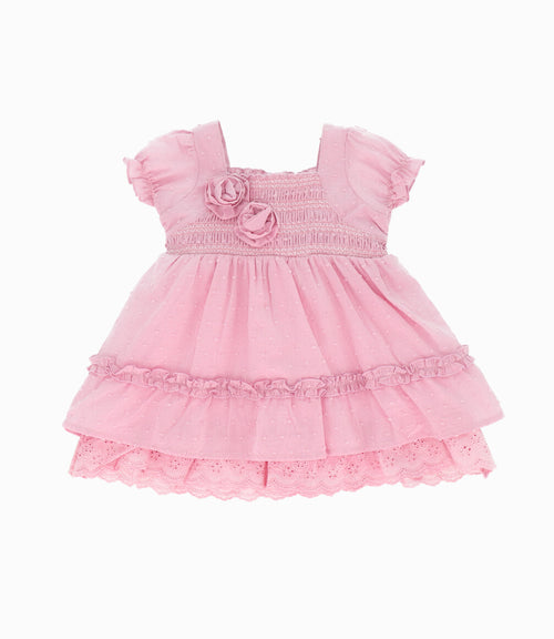 Vestido recién nacida de gaza 0 meses / Palo Rosa