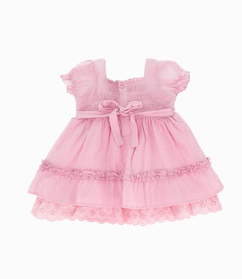 Vestido recién nacida de gaza 0 meses / Palo Rosa