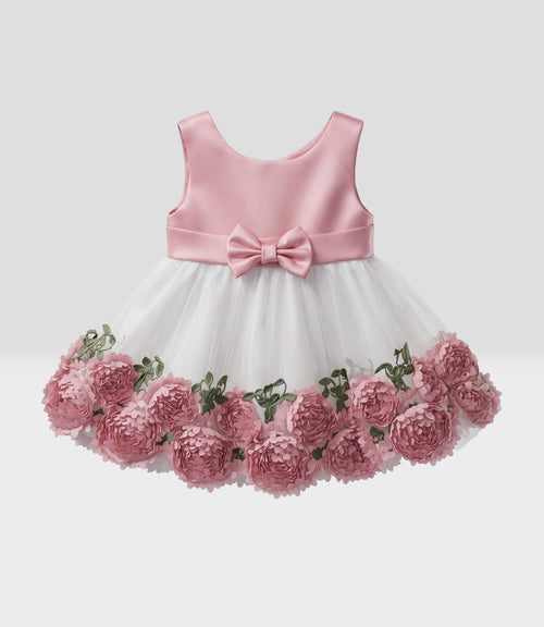 Vestido Recién nacida con tul 0 meses / Palo Rosa