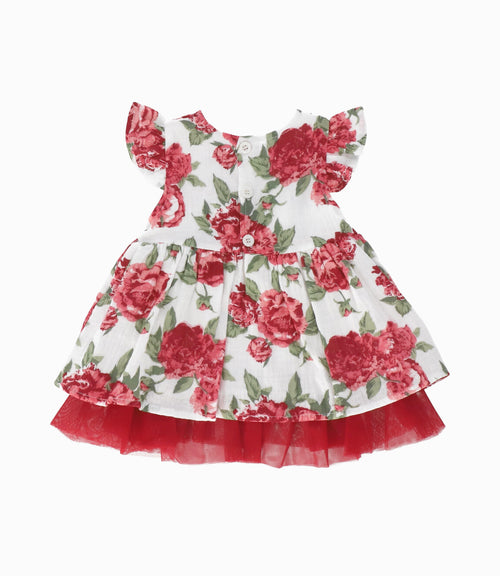 Vestido Recién nacida con flores 0 meses / Rojo