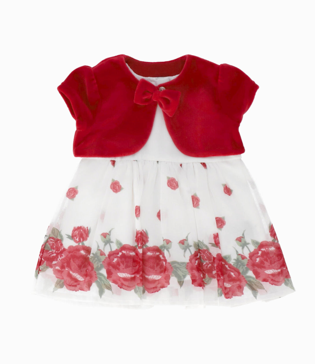 Vestido Recién nacida con flores 0 meses / Rojo