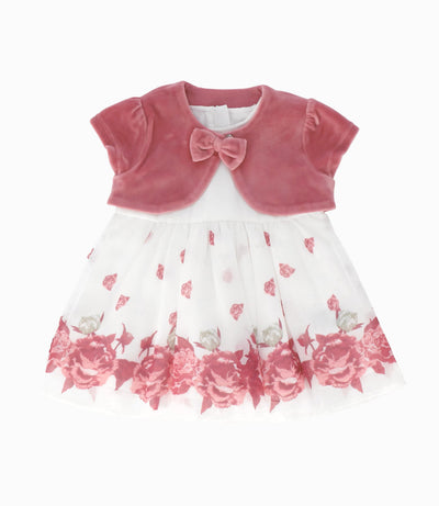 Vestido Recién nacida con flores 0 meses / Palo Rosa