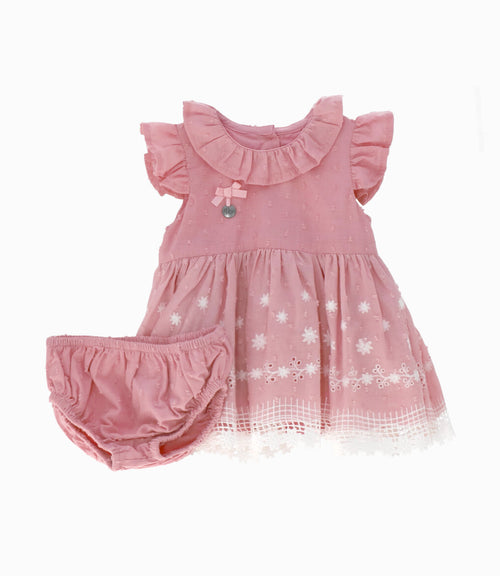 Vestido recién nacida bordado 0 meses / Rosado