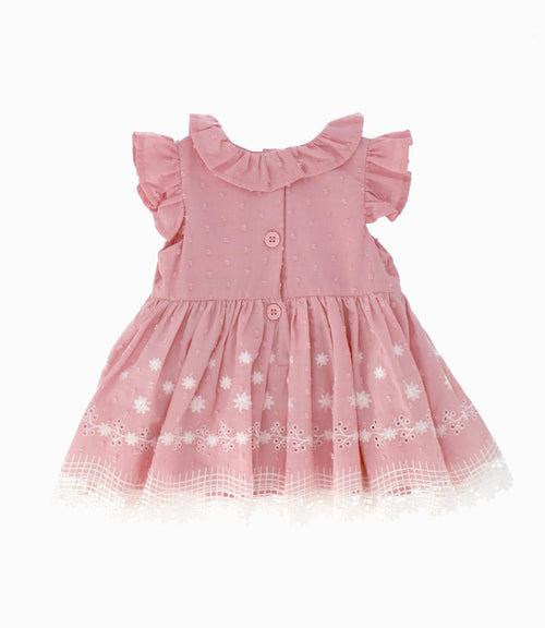 Vestido recién nacida bordado 0 meses / Rosado