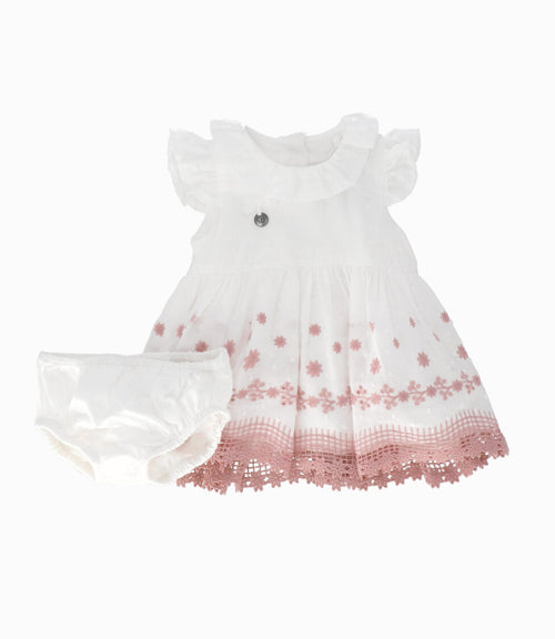 Vestido recién nacida bordado 0 meses / Blanco