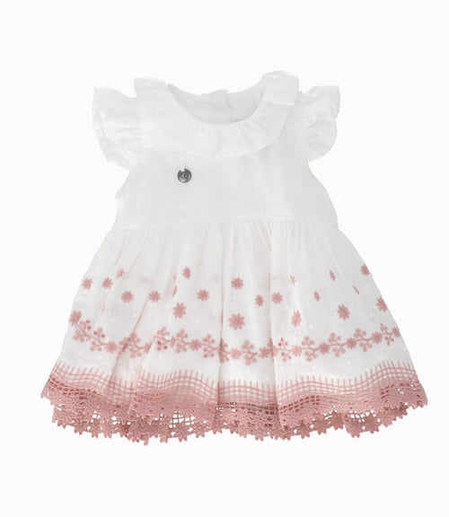 Vestido recién nacida bordado 0 meses / Blanco