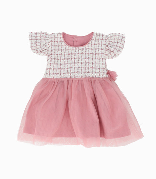 Vestido Recién nacida con perlas 0 meses / Palo Rosa