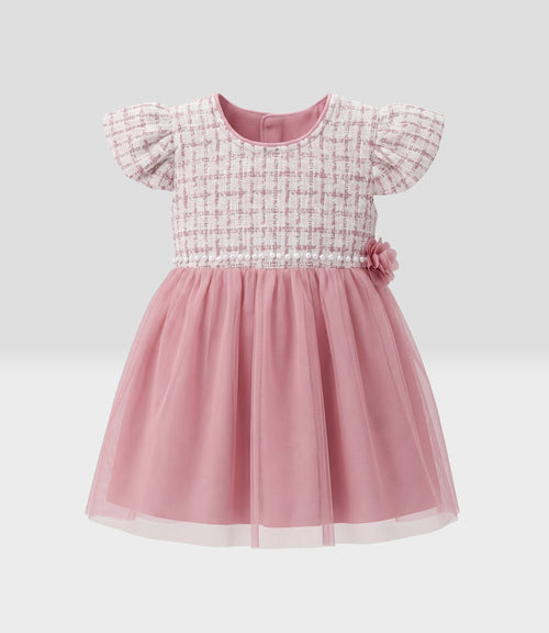 Vestido Recién nacida con perlas 0 meses / Palo Rosa