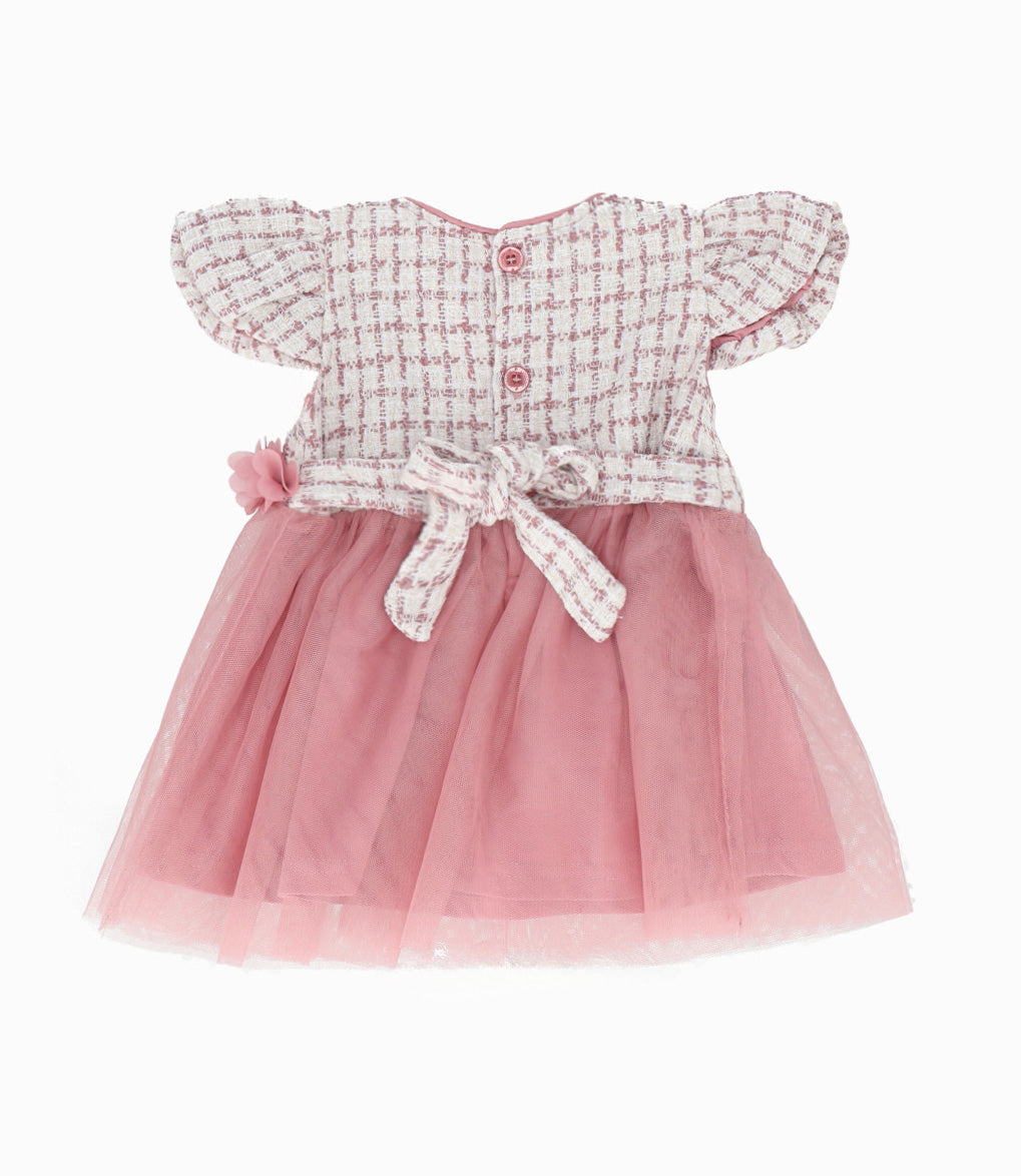 Vestido Recién nacida con perlas 0 meses / Palo Rosa