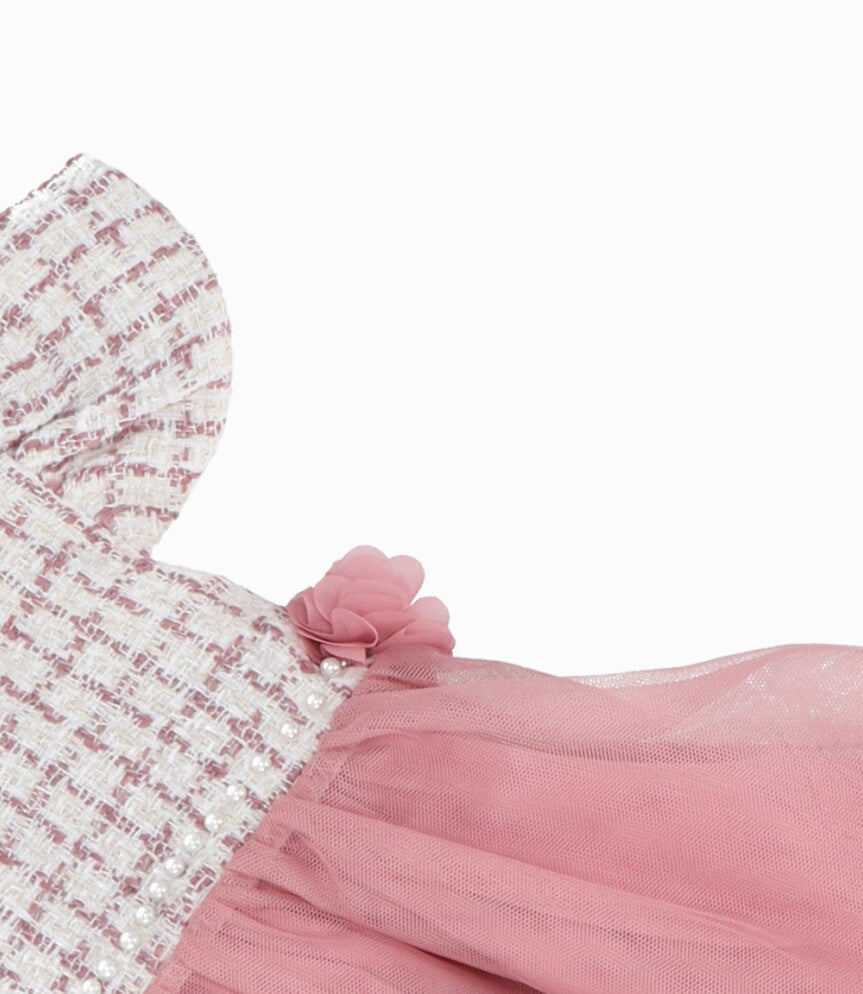 Vestido Recién nacida con perlas 0 meses / Palo Rosa