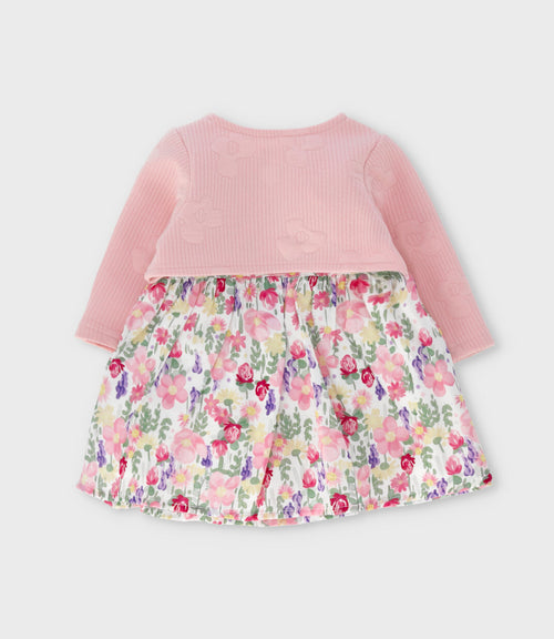 Vestido recién nacida floreado con bolero 0 meses / Rosado