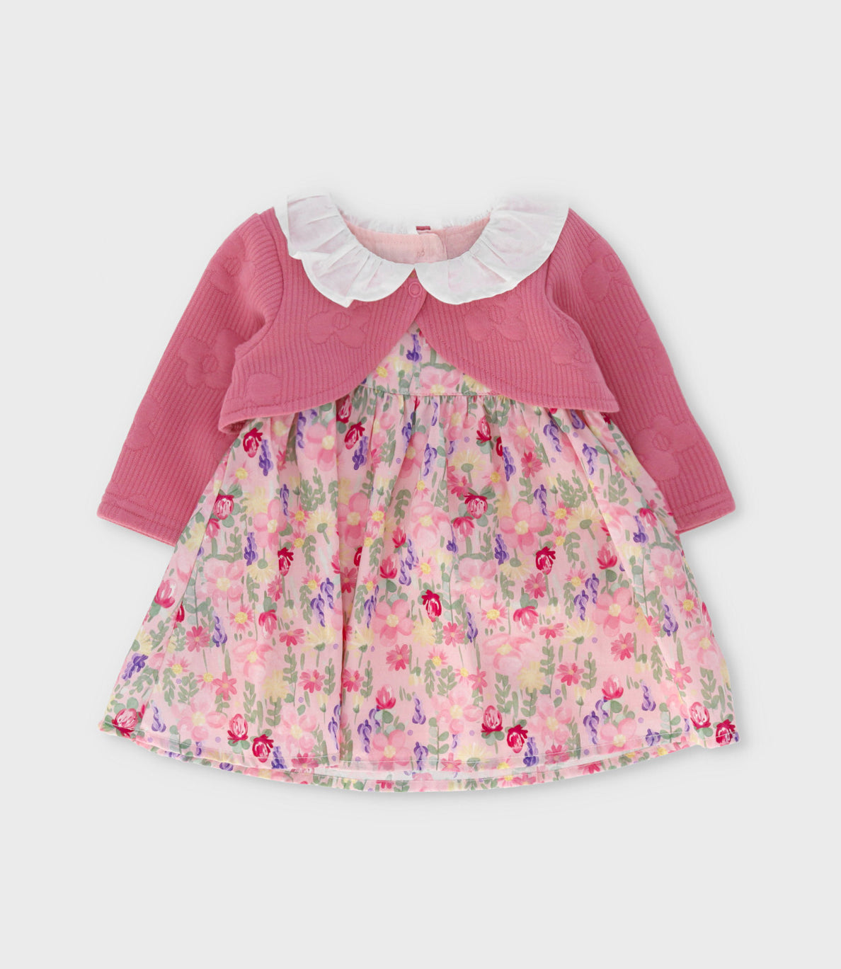 Vestido recién nacida floreado con bolero 0 meses / Coral
