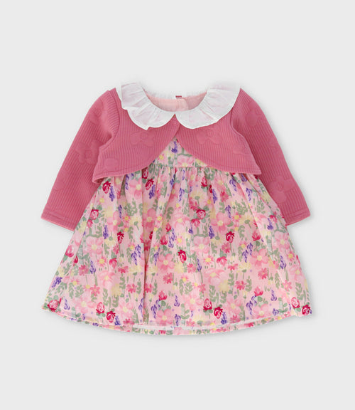 Vestido recién nacida floreado con bolero 0 meses / Coral