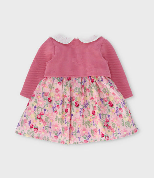 Vestido recién nacida floreado con bolero 0 meses / Coral