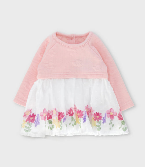 Vestido recién nacida tejido con flores 0 meses / Rosado