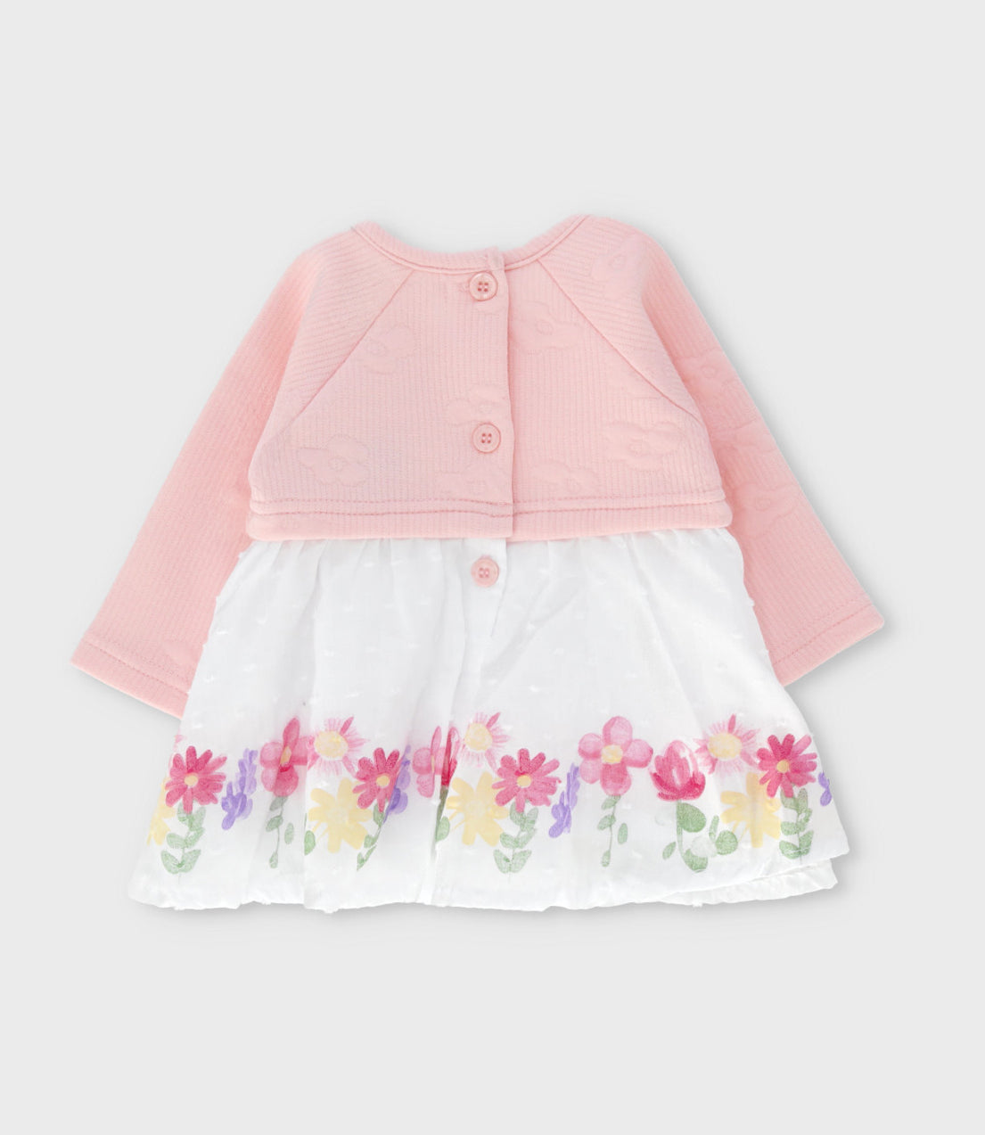 Vestido recién nacida tejido con flores 0 meses / Rosado