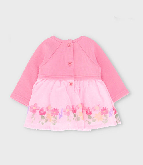 Vestido recién nacida tejido con flores 0 meses / Coral